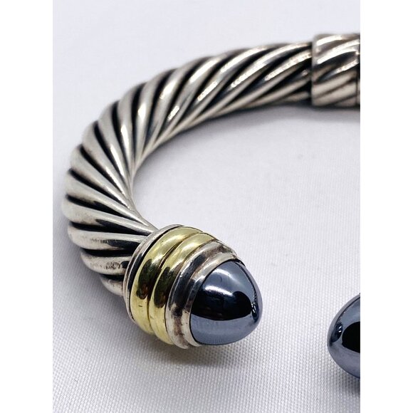 David Yurman Sterling Silver 925 14K 585 Hematite 6.25" - Picture 2 of 9